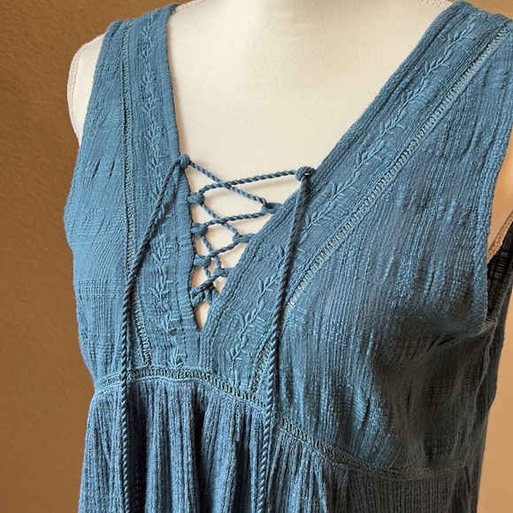 Lucky Brand Teal Blue Tie up Tank Top - Picture 2 of 11